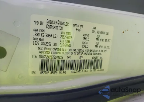 2007 Dodge Grand Caravan Se from USA, damaged, VIN 1D4GP24R17B104223